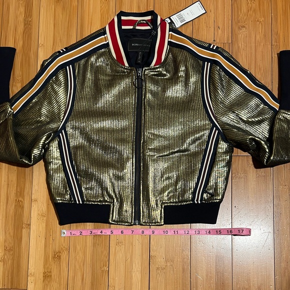 NWT BCBMAXAZRIA Andreas Metallic Bomber Jacket Size XS - Picture 12 of 16